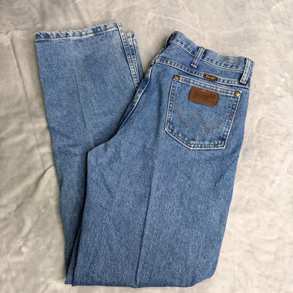 Wrangler 36MWZSW Slim Fit Jeans Mens 34x32 Blue Denim Cowboy Cut 100% Cotton